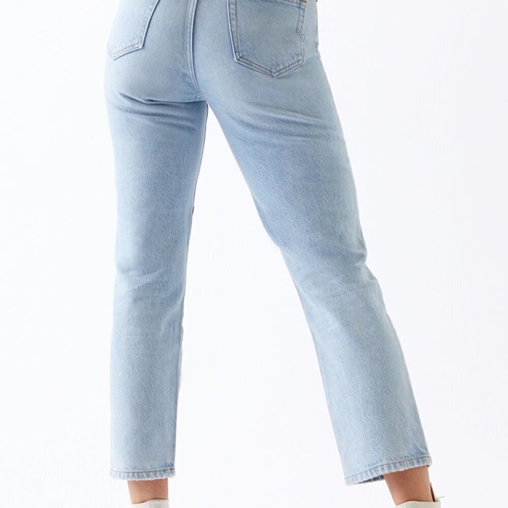 PacSun Light Contrast Patched Knee Panel High Waisted Straight Leg Jeans size 26 - Picture 4 of 11
